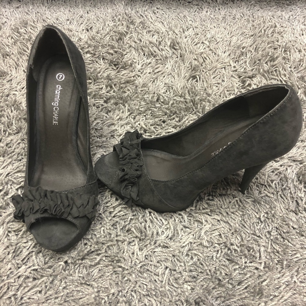 Charming Charlie Black Peep-Toe Heels